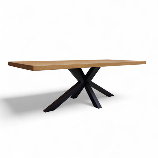 Bodahl 'Terra' 01 Oiled Solid Oak Straight Edge 240cm Dining Table with Metal Star Base