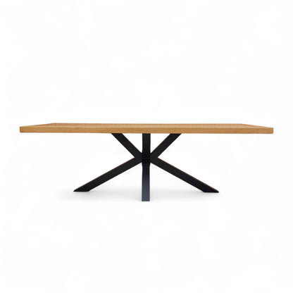 Bodahl 'Terra' 01 Oiled Solid Oak Straight Edge 240cm Dining Table with Metal Star Base