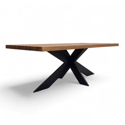 Bodahl 'Terra' 06 Old Bassano Solid Oak Straight Edge 220cm Dining Table with Metal Star Base