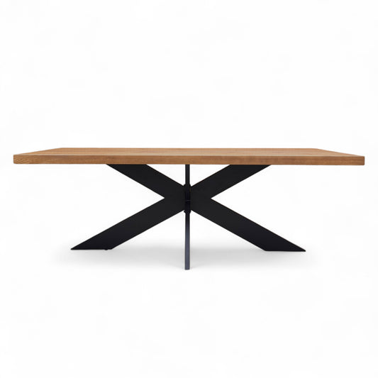 Bodahl 'Terra' 06 Old Bassano Solid Oak Straight Edge 220cm Dining Table with Metal Star Base