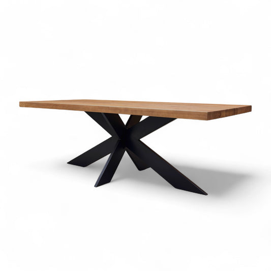 Bodahl 'Terra' 06 Old Bassano Solid Oak Straight Edge 220cm Dining Table with Metal Star Base
