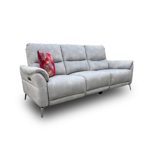 'Daytona' 43516 Dexter Smoke Velvet Power Recliner Sofa with Drop Down Cup Holders