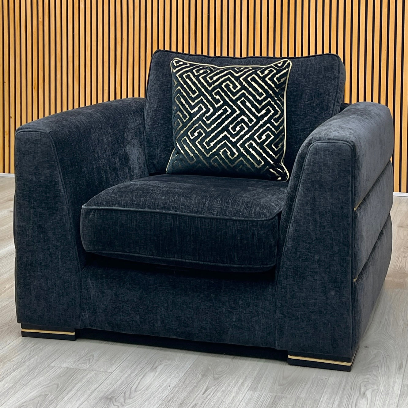 ‘Bellissimo’ Mirage Black - Gold Cp Fabric Chair Furniture Village