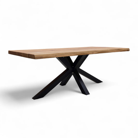 Bodahl 'Njord' 01 Oiled Solid Oak Raw Edge 200cm Dining Table with Metal Star Base