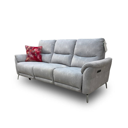 'Daytona' 43516 Dexter Smoke Velvet Power Recliner Sofa with Drop Down Cup Holders