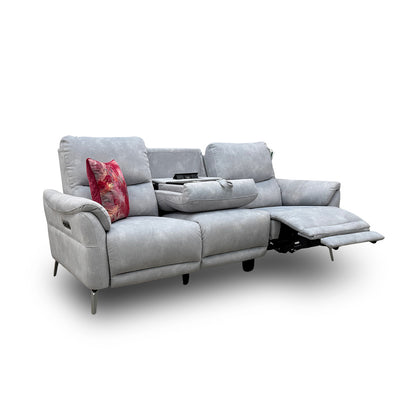 'Daytona' 43516 Dexter Smoke Velvet Power Recliner Sofa with Drop Down Cup Holders
