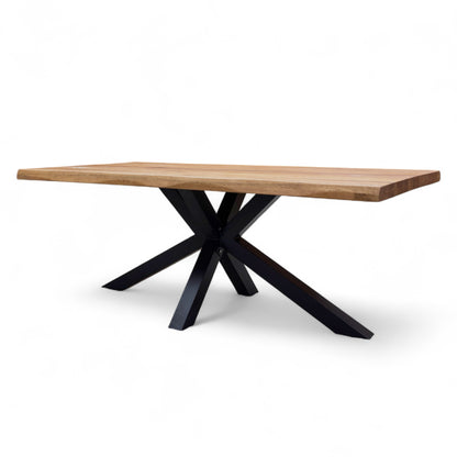 Bodahl 'Njord' 01 Oiled Solid Oak Raw Edge 200cm Dining Table with Metal Star Base