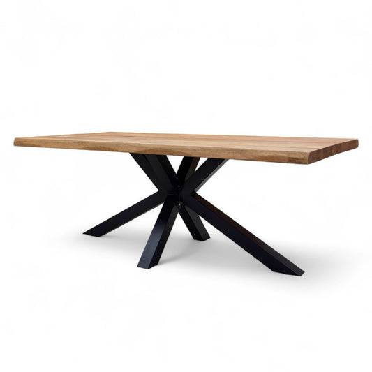 Bodahl 'Njord' 01 Oiled Solid Oak Raw Edge 200cm Dining Table with Metal Star Base