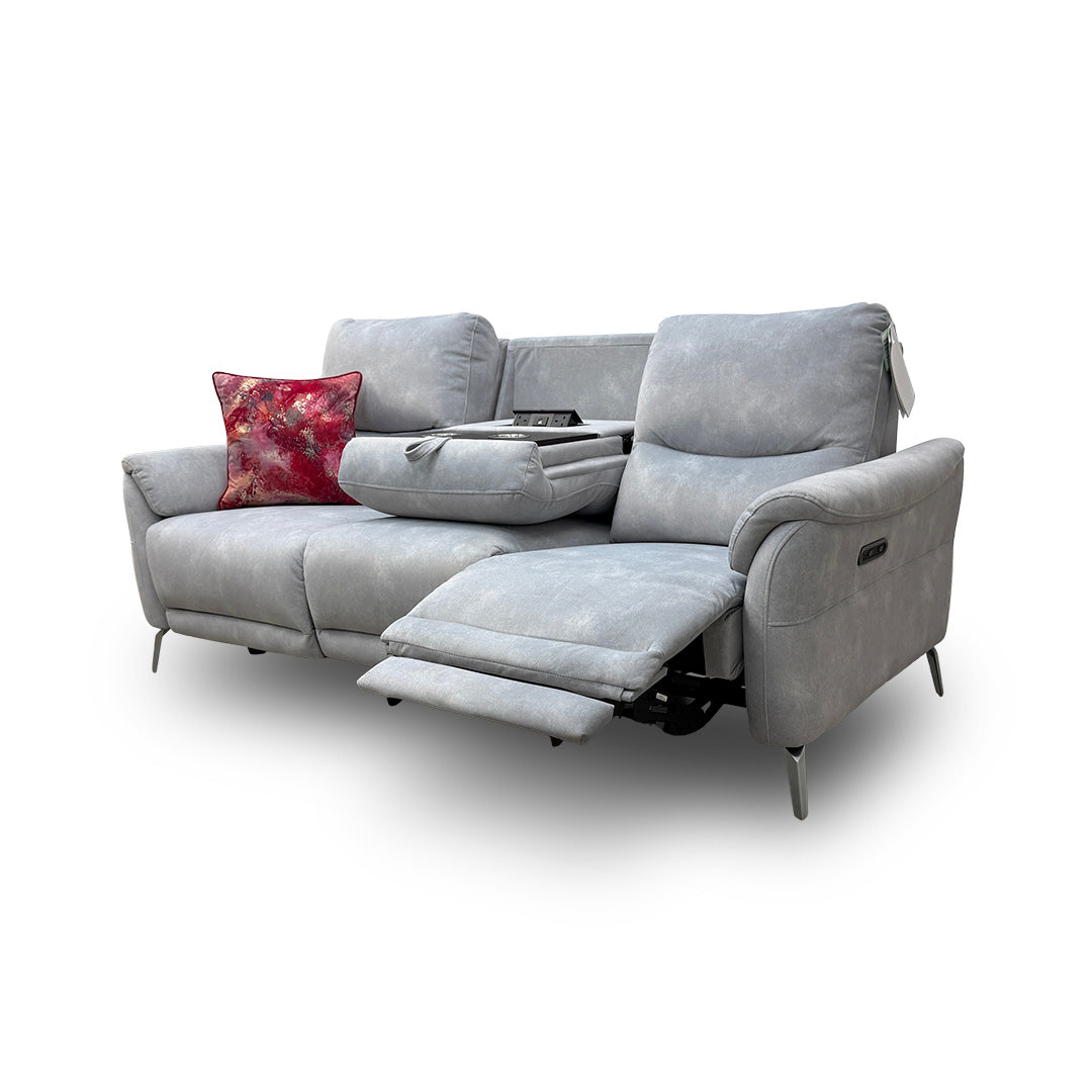 'Daytona' 43516 Dexter Smoke Velvet Power Recliner Sofa with Drop Down Cup Holders