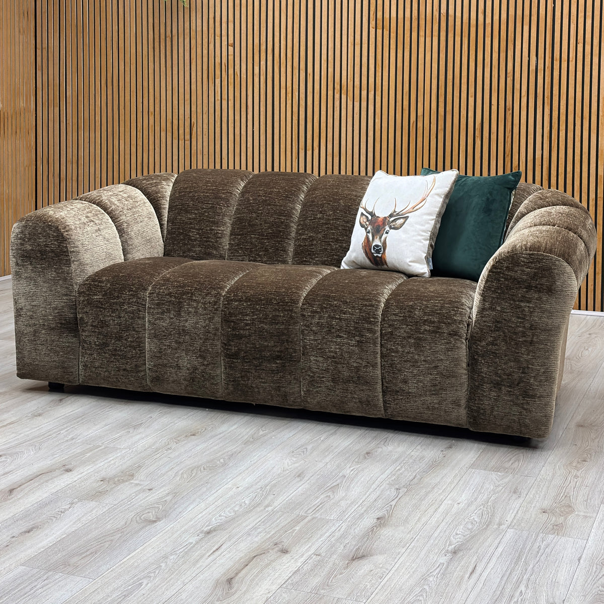 ‘Rhianna’ Aston Chocolate Brown Linen Fabric Large 2 Seater Sofa