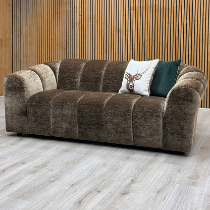 ‘Rhianna’ Aston Chocolate Brown Linen Fabric Large 2 Seater Sofa