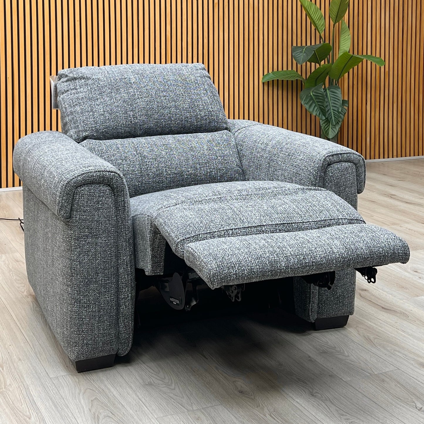 ‘Nixon’ Gun Metal Grey Fabric Power Recliner Chair Furniture Village