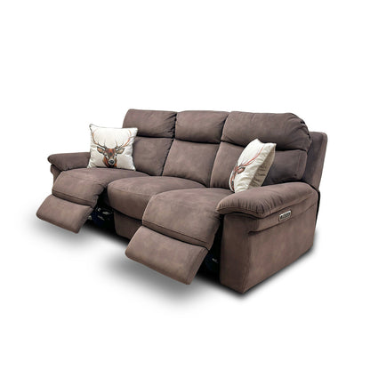 Comfort Story 'Serene' Dark Brown Dexter Velvet 3 Seater Power Recliner Sofa with Power Headrests and Power Lumbar