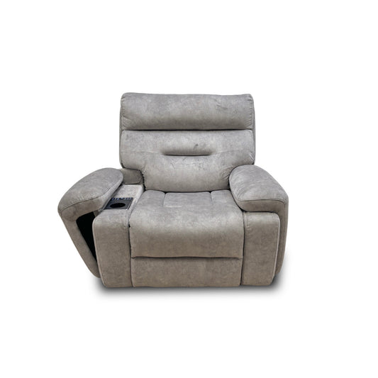 ‘Cinemax’ Media Be-0102 Marble Light Grey Velvet Power Recliner Chair with Power Headrest