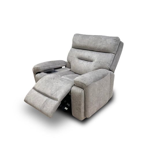 ‘Cinemax’ Media Be-0102 Marble Light Grey Velvet Power Recliner Chair with Power Headrest