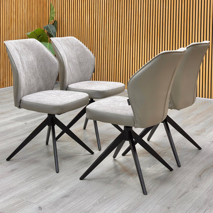 ‘Julio’ Bc2 Cream Fabric Set of 4 Swivel dining Chairs