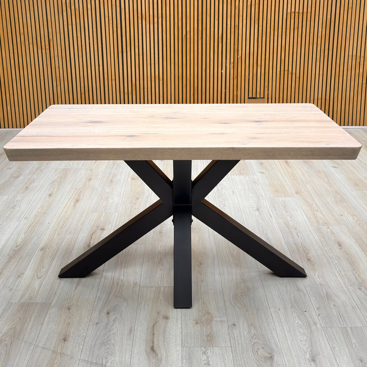 Bodahl 'Njord' 8 Vintage Grey Solid Oak 140cm Compact Soft Edge Dining Table with Metal Star Base