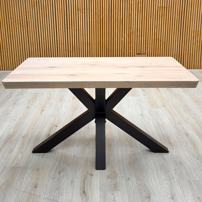 Bodahl 'Njord' 8 Vintage Grey Solid Oak 140cm Compact Soft Edge Dining Table with Metal Star Base
