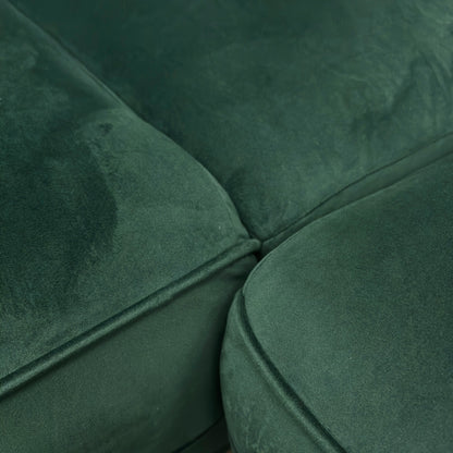 ‘Orka’ Forest Green Sensual Velvet Right Hand Facing Arm Open End Chaise Manual Recliner Corner Sofa