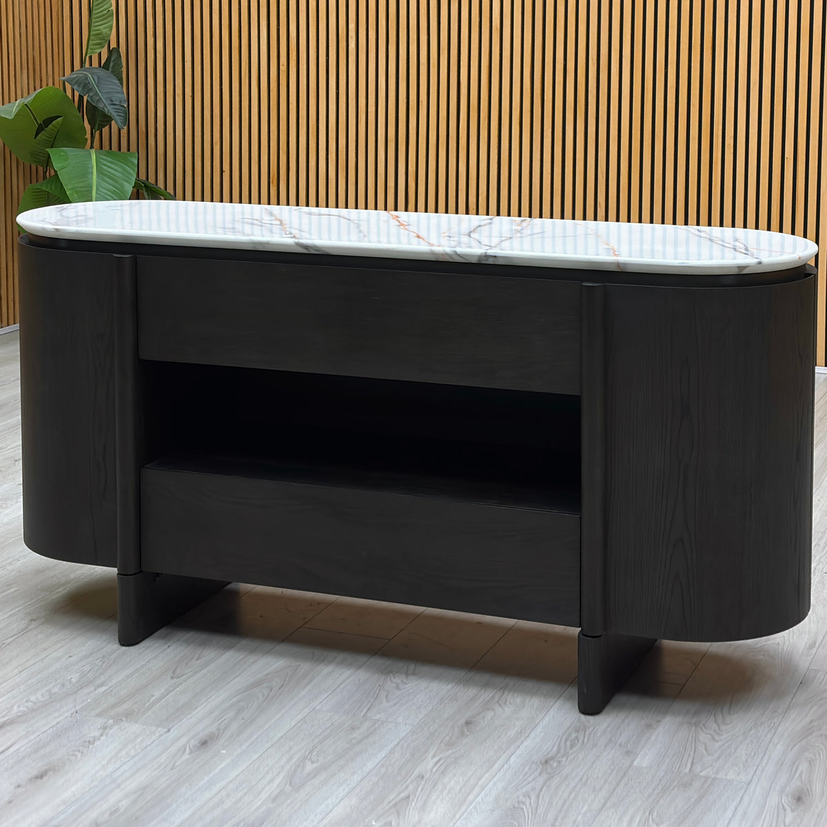 ‘Camino’ White Refined Marble and Ceramic Top 2 Door 2 Drawer Sideboard