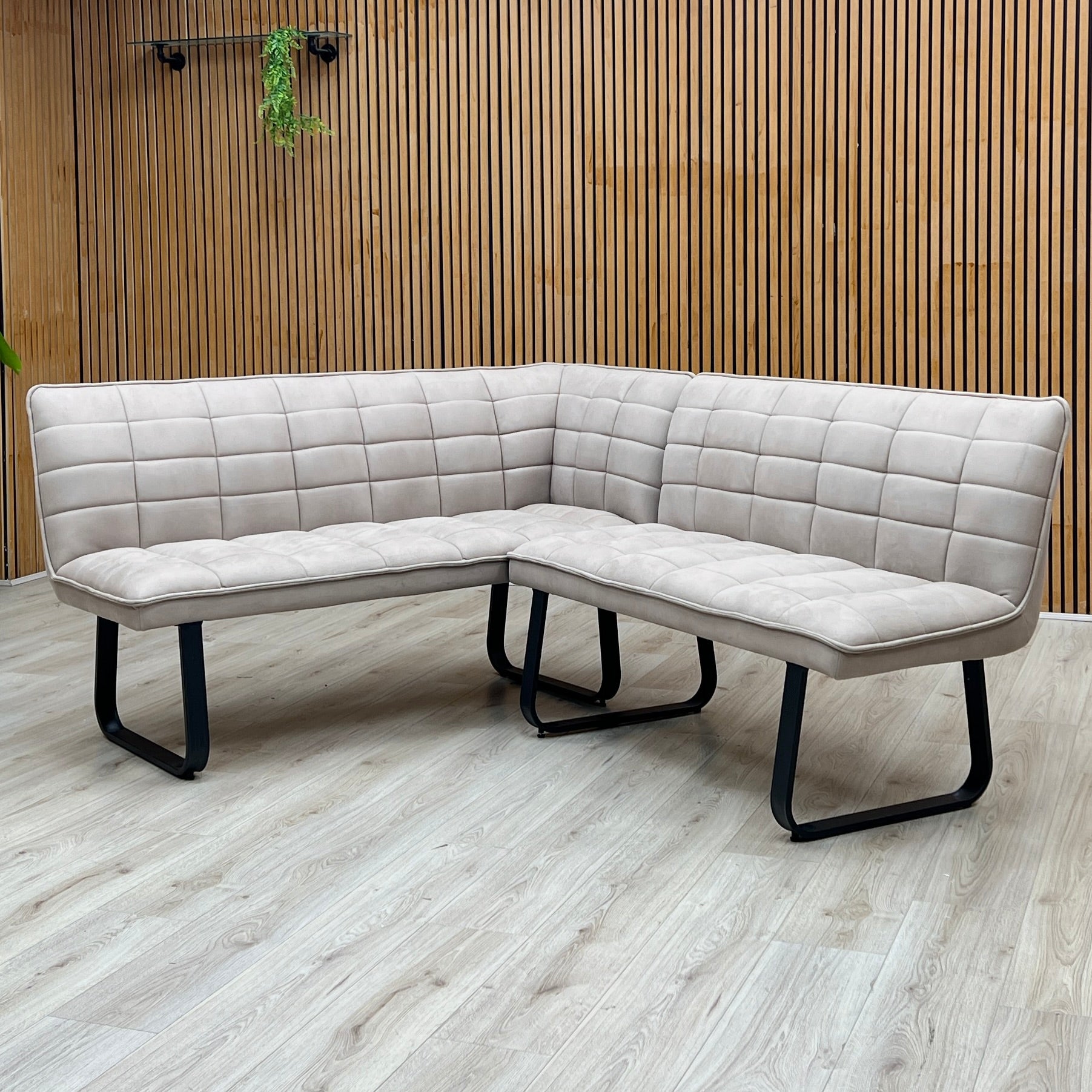 ‘Luno’ Taupe Faux Leather Left Hand Facing Corner Bench Furniture Village