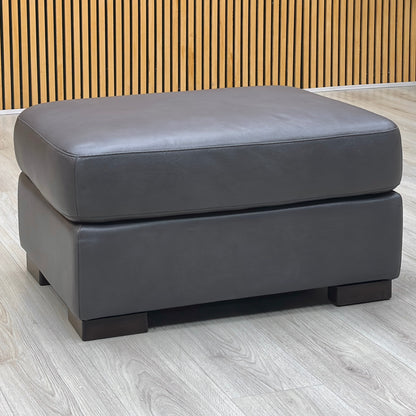 Marinelli 'Viali' Grey Leather Footstool