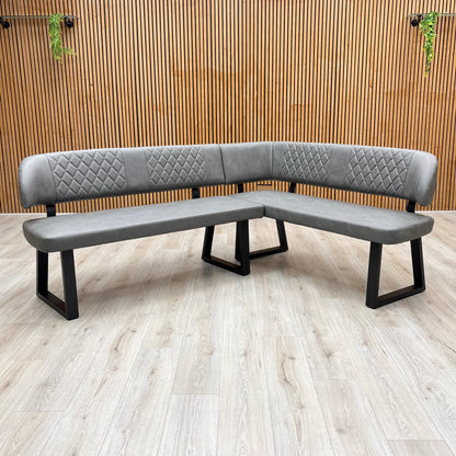 'Venus’ Grey Faux Leather Right Hand Facing Dining Bench