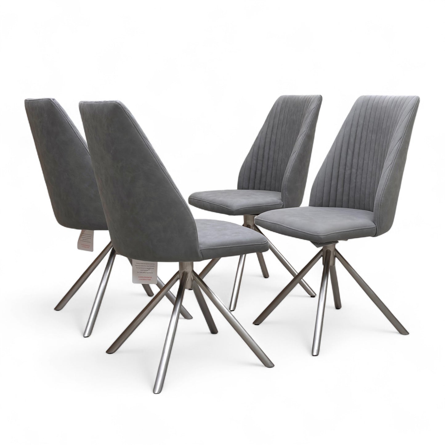 ‘Grigio’ Grey Upholstery Set of 4 Dining Chairs