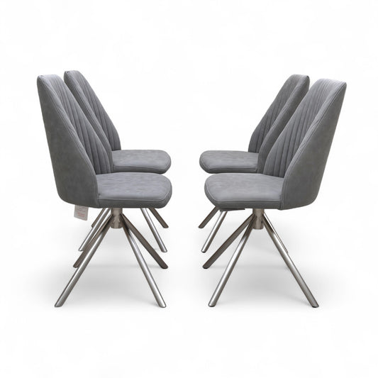 ‘Grigio’ Grey Upholstery Set of 4 Dining Chairs