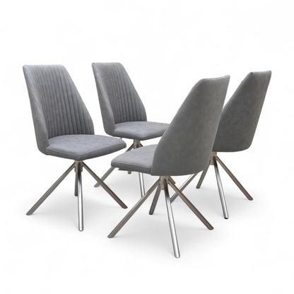 ‘Grigio’ Grey Upholstery Set of 4 Dining Chairs
