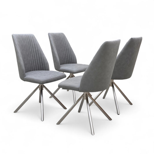 ‘Grigio’ Grey Upholstery Set of 4 Dining Chairs