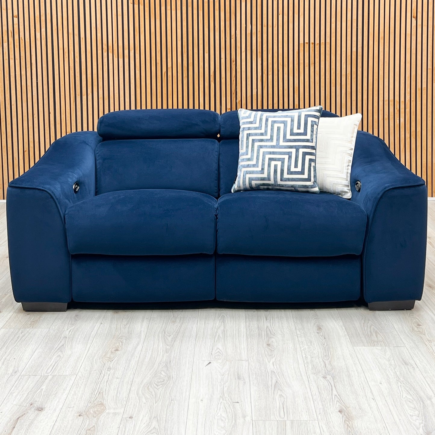 ‘Elixir’ Royal Blue Fabric 2 Seater Power Recliner Sofa Furniture Village