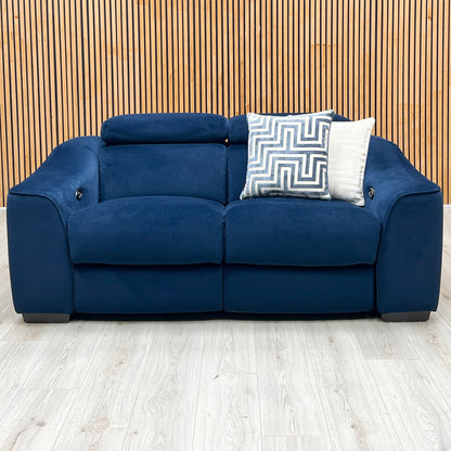 ‘Elixir’ Royal Blue Fabric 2 Seater Power Recliner Sofa Furniture Village