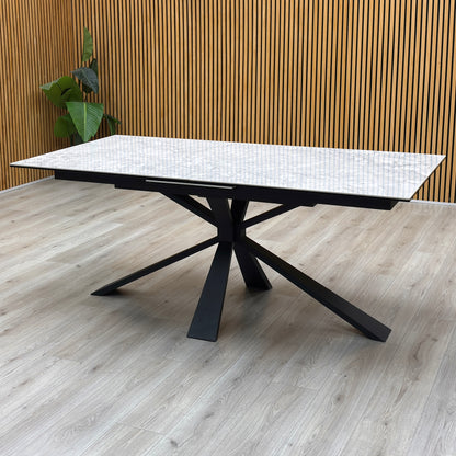 'Crete’ White Ceramic Top Large Extending Dining Table
