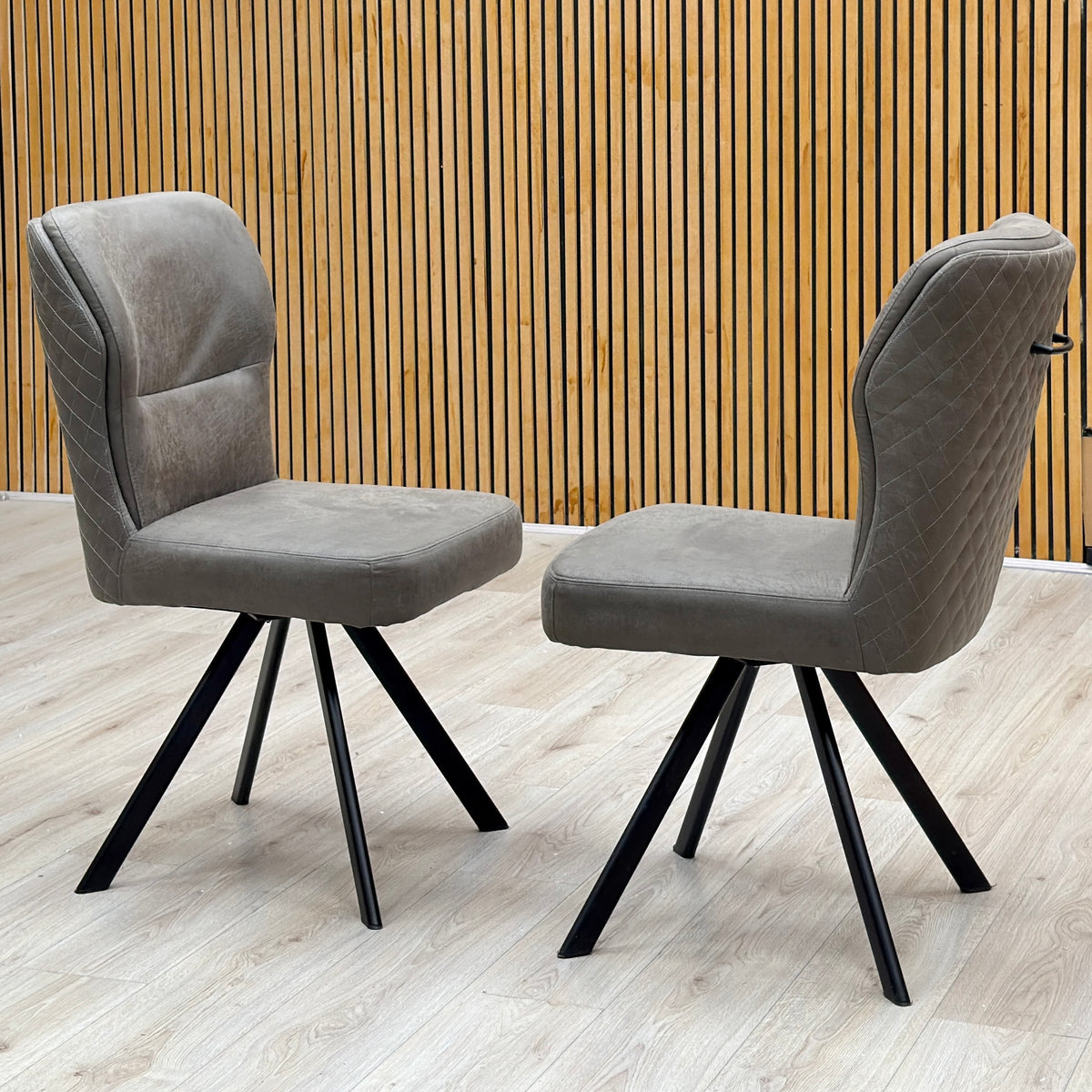 Bodahl ‘Terra’ Steel Grey Fabric Pair of Swivel Dining Chairs