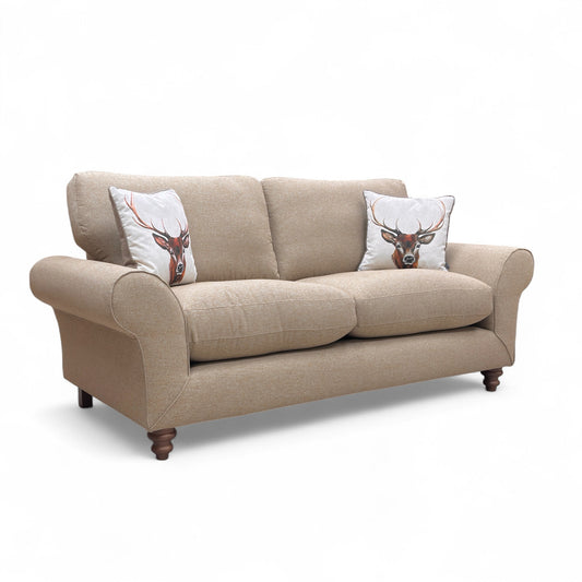 ‘Evelyn’ Latte Orkney Plain Fabric 3 Seater Sofa