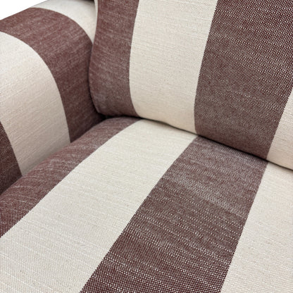 ‘Livie’ Stripe Claret Camilla Broad Fabric 3 Seater Sofa + Armchair