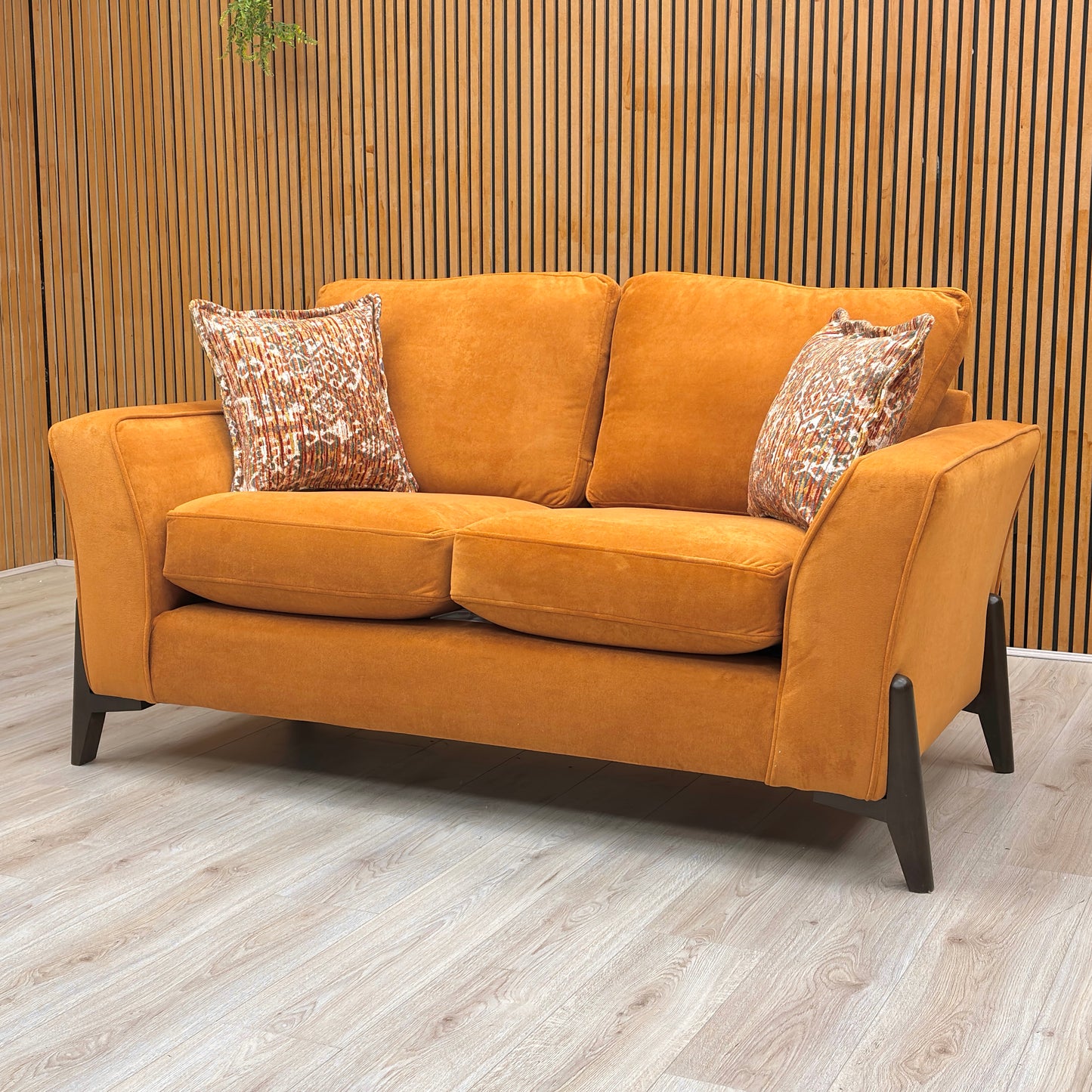 ‘Collins’ Almond Orange Towel Velvet 2 Seater Sofa