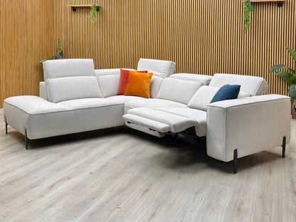 ‘San Antonio’ Light Grey Fabric Left Hand Facing Power Recliner Corner Group