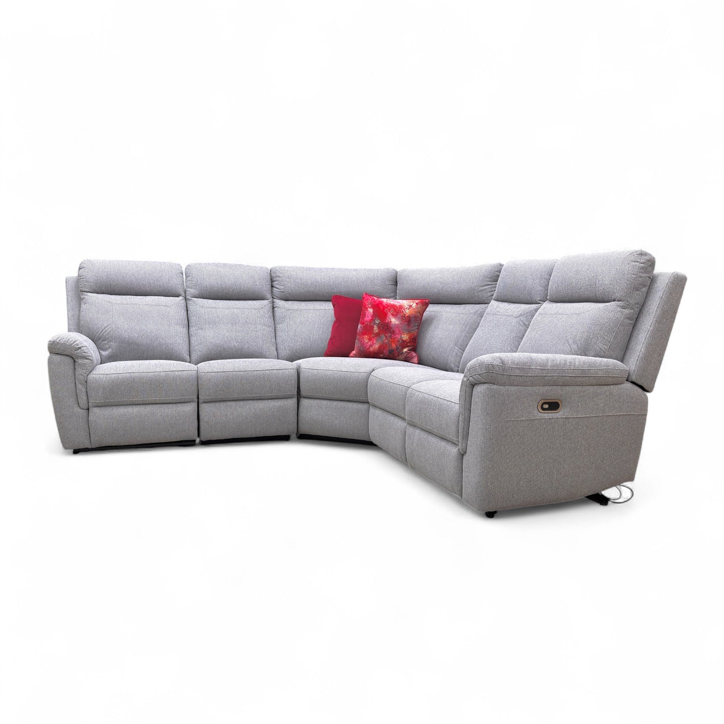‘Bowie’ Grey Fabric Power Recliner Modular Corner Sofa