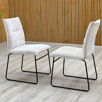Connubia ‘Maya’ Syt-Enil Sand Beige Fabric Pair of Black Leg Dining Chairs
