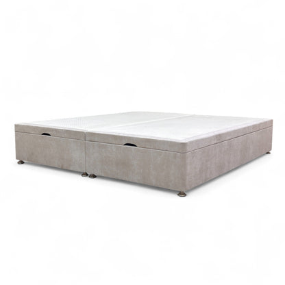 'Finesse' Oatmeal Fabric Double End Lift Ottoman Base Only - King