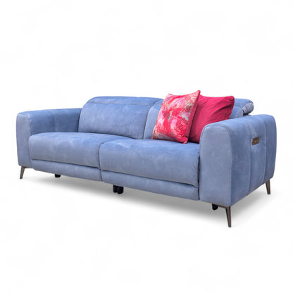 'Ezra' Dexter 43525 Wave Velvet 3 Seater Power Recliner Sofa with Power Headrests
