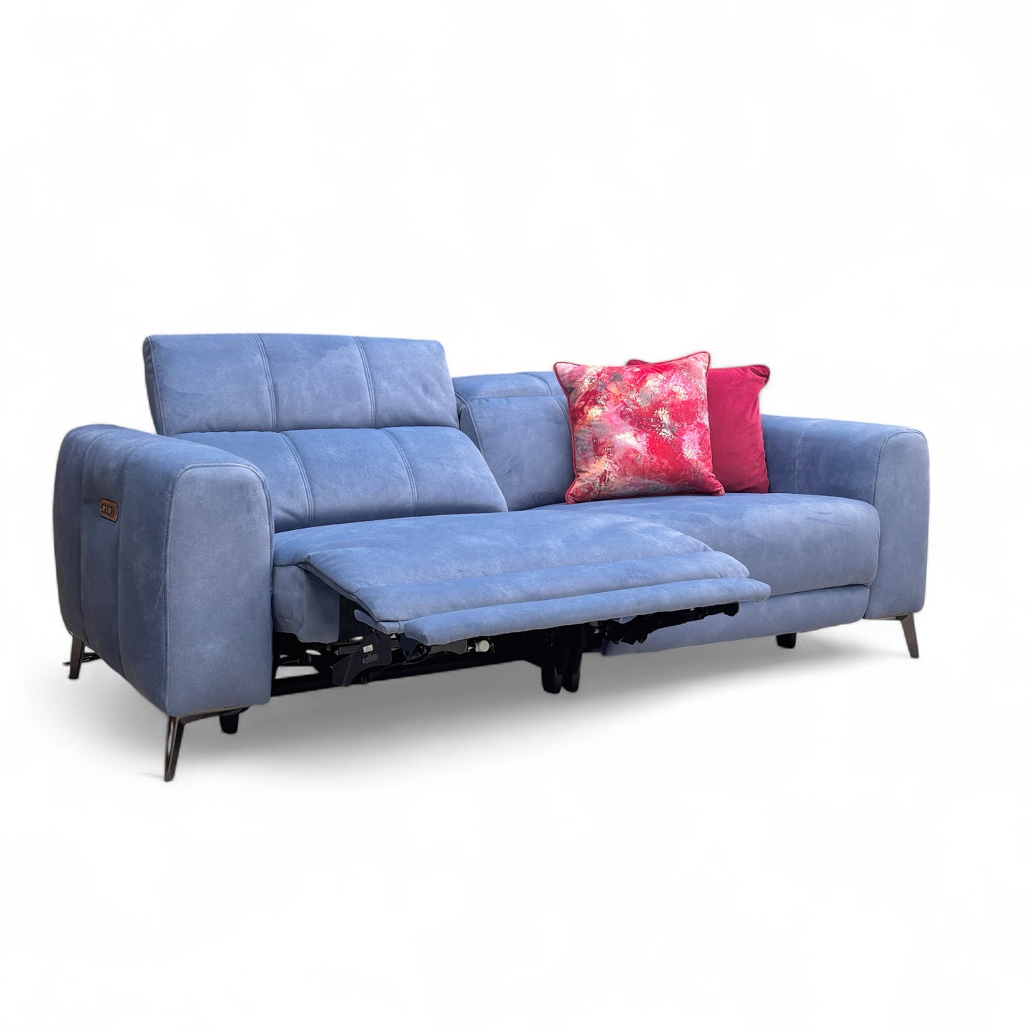 'Ezra' Dexter 43525 Wave Velvet 3 Seater Power Recliner Sofa with Power Headrests