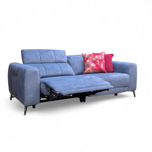 'Ezra' Dexter 43525 Wave Velvet 3 Seater Power Recliner Sofa with Power Headrests