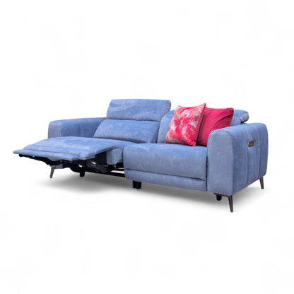 'Ezra' Dexter 43525 Wave Velvet 3 Seater Power Recliner Sofa with Power Headrests