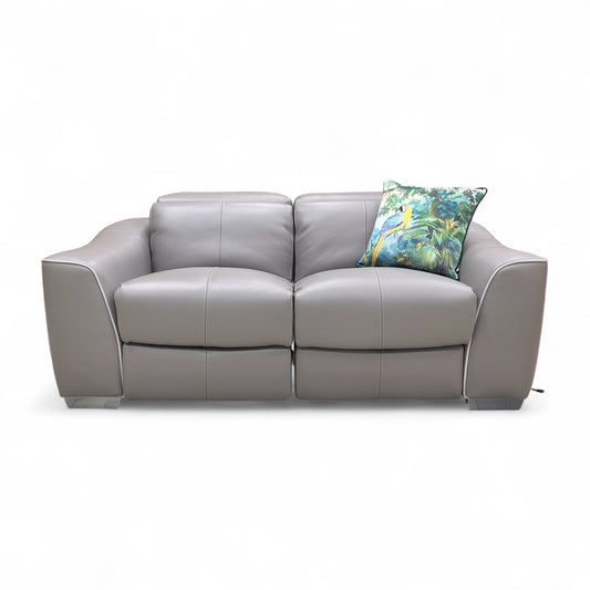 World of Leather 'Xavier' Hw-042e Elephant Grey Leather 2 Seater Power Recliner Sofa with Power Headrests