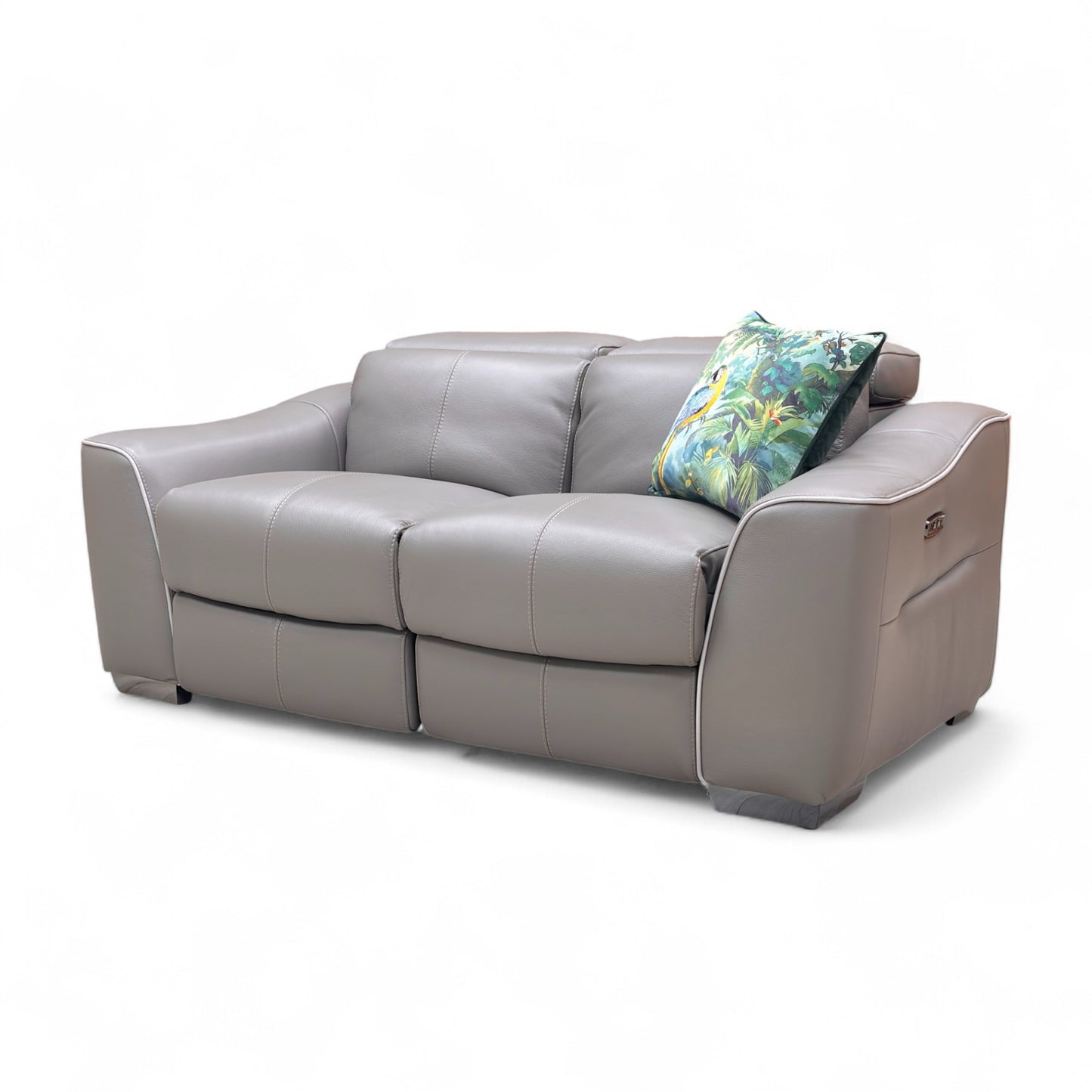 World of Leather 'Xavier' Hw-042e Elephant Grey Leather 2 Seater Power Recliner Sofa with Power Headrests