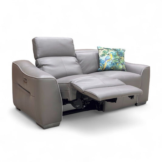 World of Leather 'Xavier' Hw-042e Elephant Grey Leather 2 Seater Power Recliner Sofa with Power Headrests
