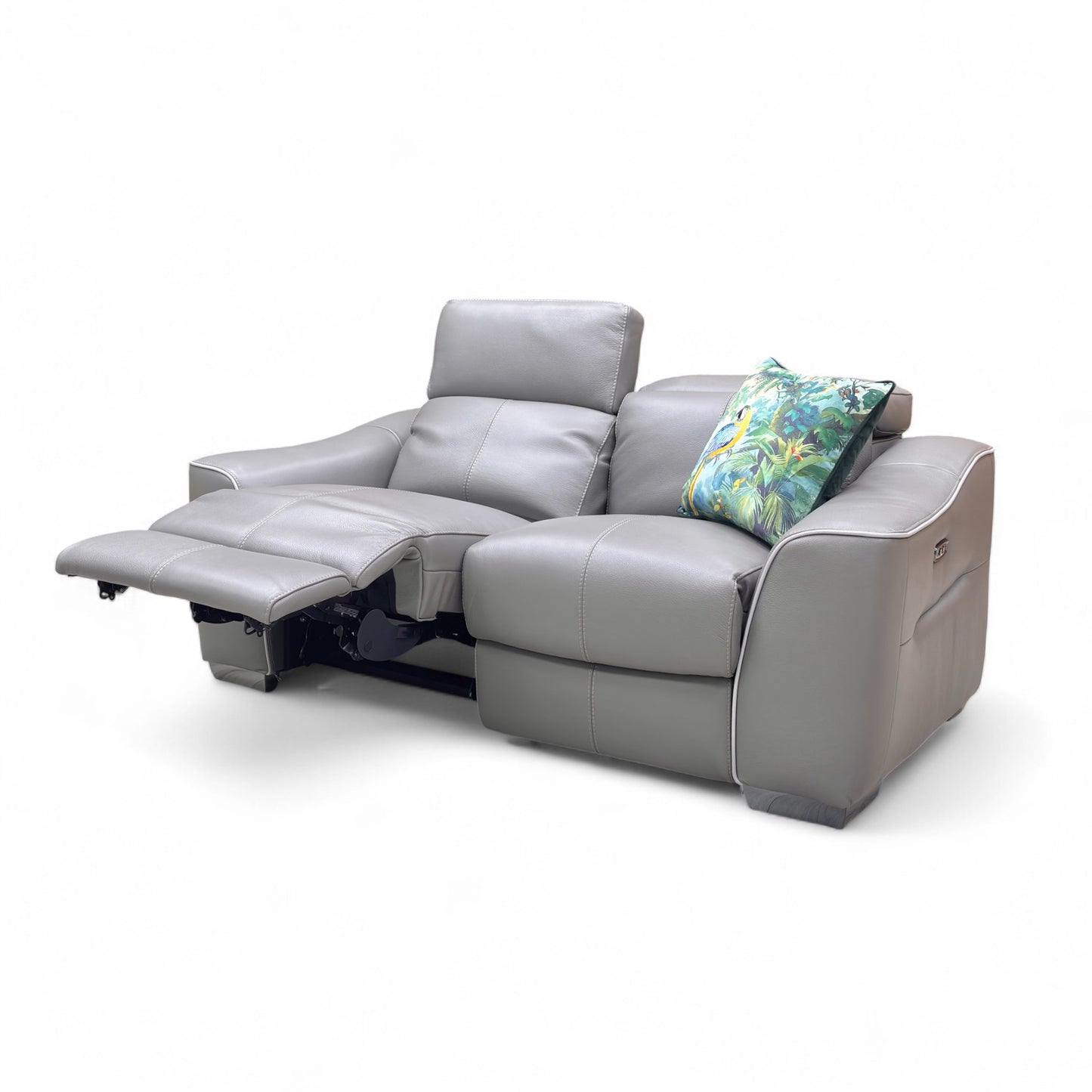 World of Leather 'Xavier' Hw-042e Elephant Grey Leather 2 Seater Power Recliner Sofa with Power Headrests